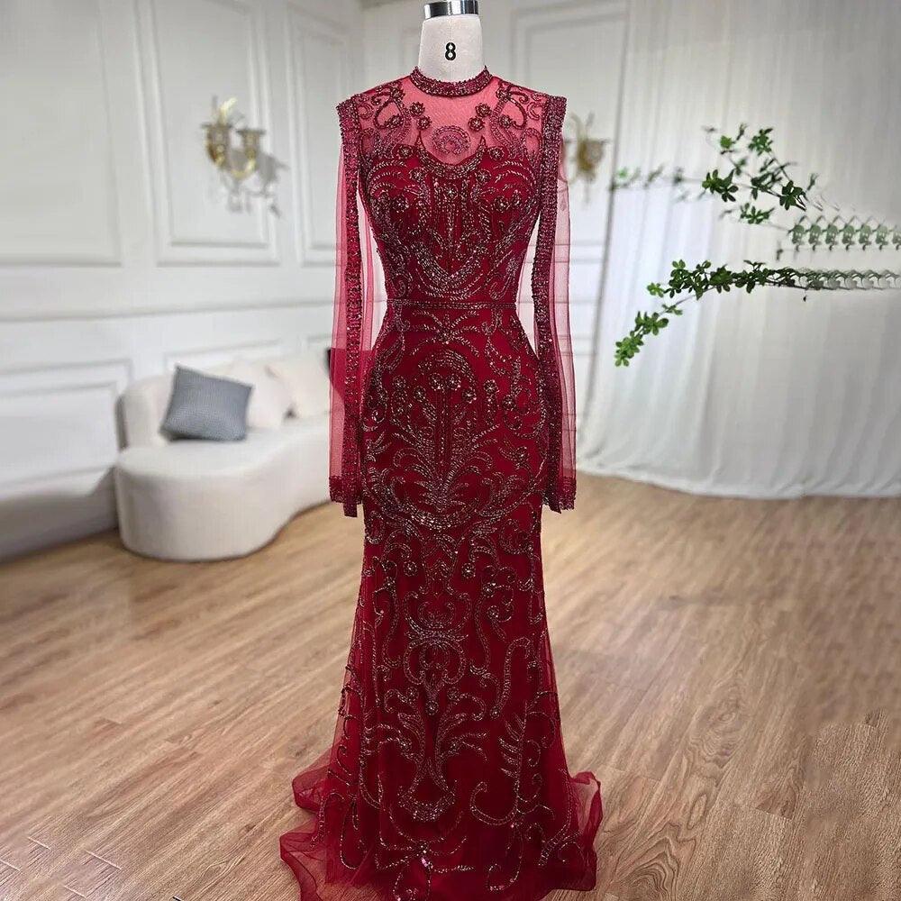 Serene Hill Luxury Grey  Nude With Cape  Mermaid Luxury Evening Dresses Gowns 2024 Beaded Elegant Sexy For Woman Party  LA71027