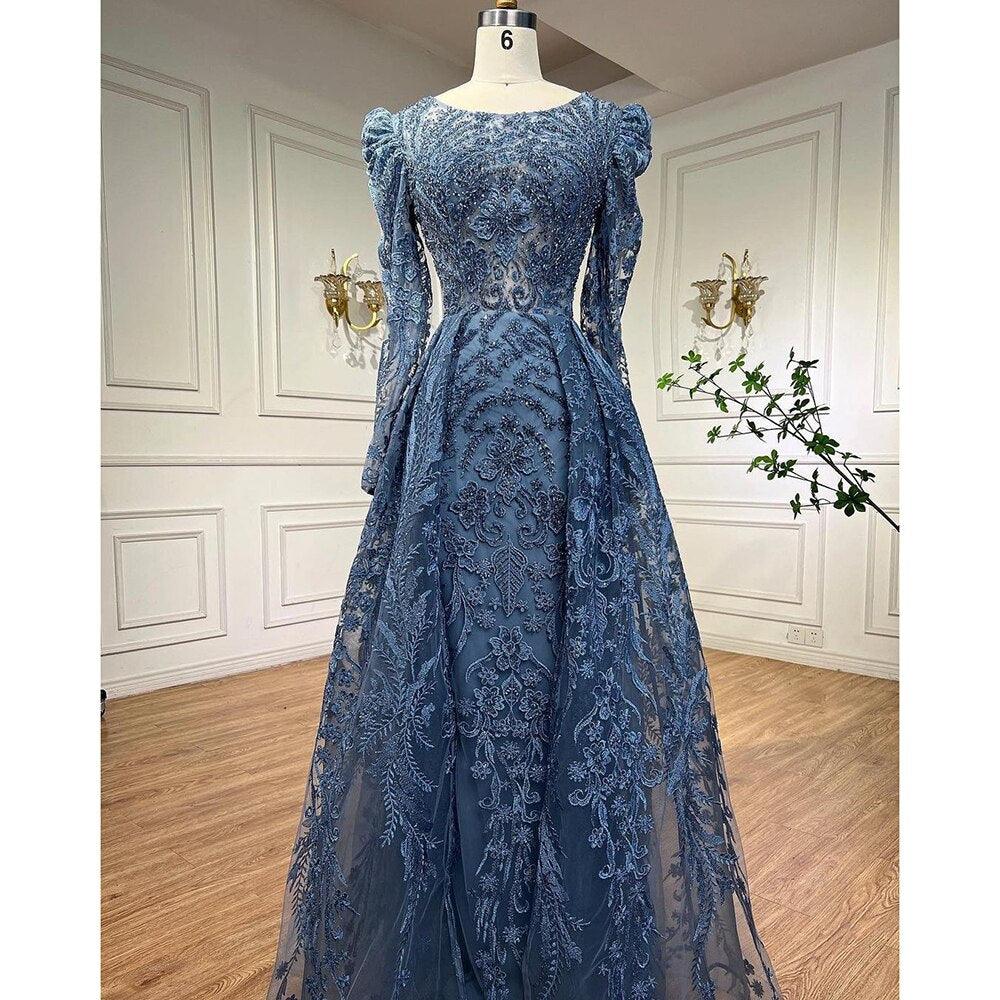 Serene Hill Muslim Luxury Green Mermaid Evening Dress with Overskirt  Arabic  For Women Wedding Party 2024 LA71610A