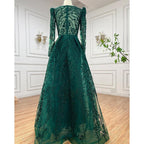Serene Hill Muslim Luxury Green Mermaid Evening Dress with Overskirt  Arabic  For Women Wedding Party 2024 LA71610A