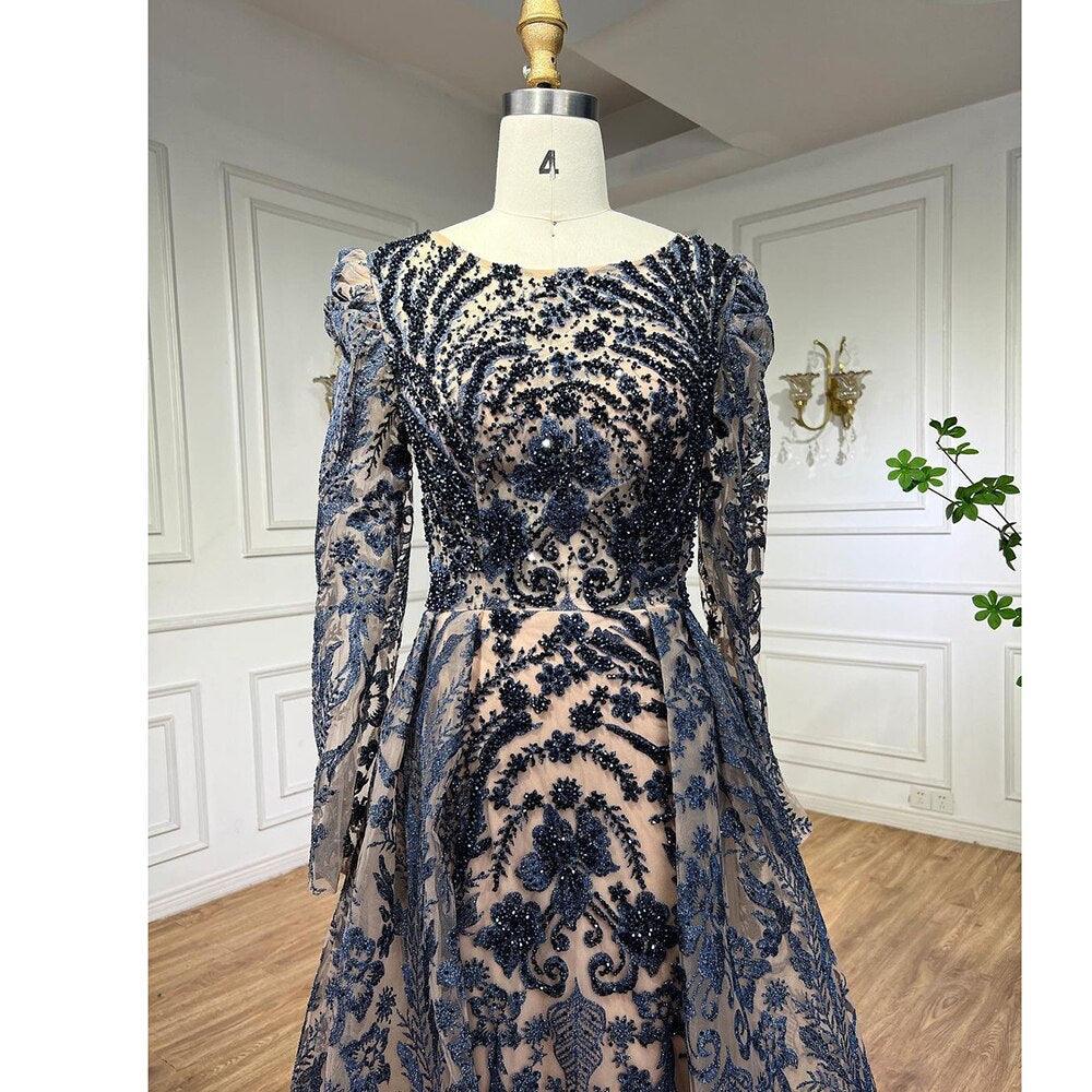 Serene Hill Muslim Luxury Green Mermaid Evening Dress with Overskirt  Arabic  For Women Wedding Party 2024 LA71610A