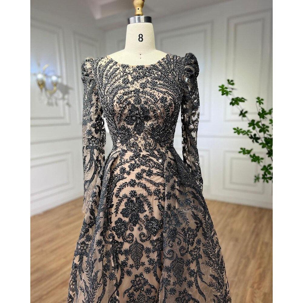 Serene Hill Muslim Luxury Green Mermaid Evening Dress with Overskirt  Arabic  For Women Wedding Party 2024 LA71610A