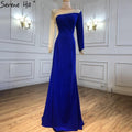 Serene Hill Red Satin Mermaid Evening Dresses Gowns 2024 Elegant Beaded Sexy For Women Wedding Party LA71152