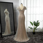 Serene Hill Silver Mermaid Elegant Evening Dresses Gowns Beaded Luxury Sparkle 2024 For Women Party LA71686