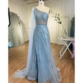 Serene Hill Yellow One-Shoulder Cape Sleeve Luxury Beaded  Formal Occasion Evening Dresses Gowns For Women Party LA71671