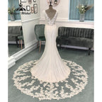 Sexy Backless Plunging Deep V Neck Mermaid/Trumpet Wedding Dress for Women  Bridal Gown Cap Sleeve vestido branco sereia
