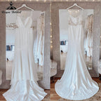 Sexy Mermaid Lace Backless Soft Satin Women Wedding Dress Spaghetti Straps   Wedding Gowns for Bride robe soirée mariage