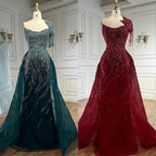 Luxury Green Evening Dress with Overskirt