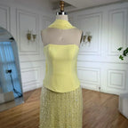 Luxury Yellow Chiffon Mermaid Evening Dress with Cape LA73007