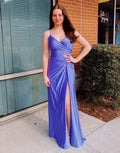 Sheath Spaghetti Straps Corset Back Prom Dress With Split