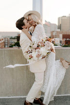 Sheath V-neck Long Sleeves Lace Wedding Dress With Short Train