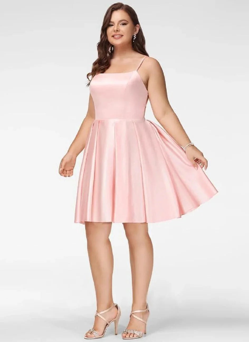 NumberSea Simple A-line Spaghetti Strap Satin Mini Homecoming Dresses Backless Sleevele Wedding Dress Graduation vestidos coctel elegantes