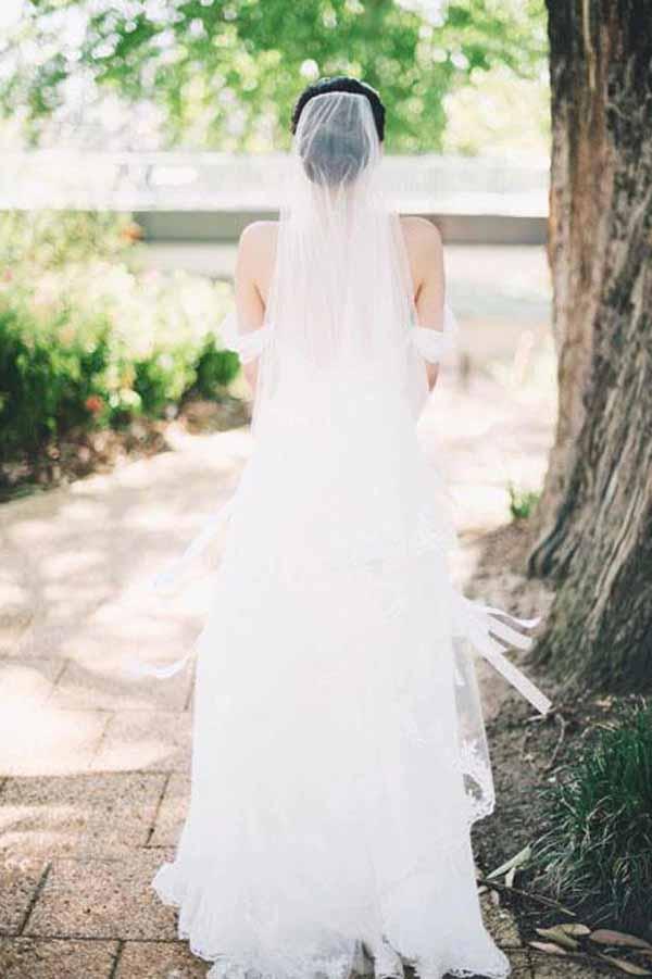 NumberSea Simple Chiffon Off-the-Shoulder Beach Wedding Dresses, Bridal Dresses, MW699