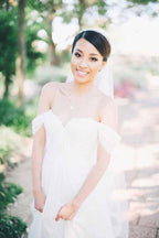 NumberSea Simple Chiffon Off-the-Shoulder Beach Wedding Dresses, Bridal Dresses, MW699