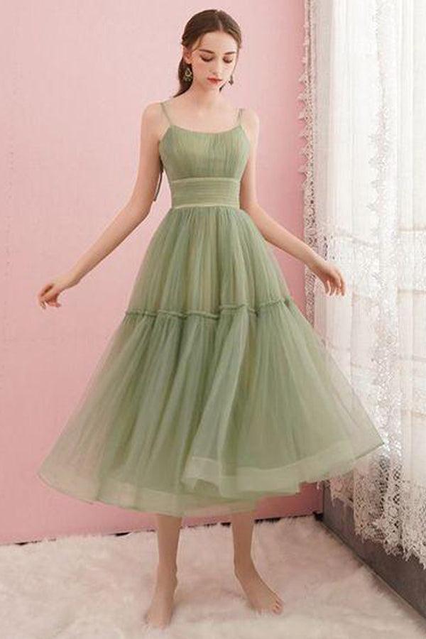 Simple Tulle  Round Neck Homecoming Graduation Dresses