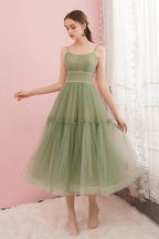 Simple Tulle  Round Neck Homecoming Graduation Dresses