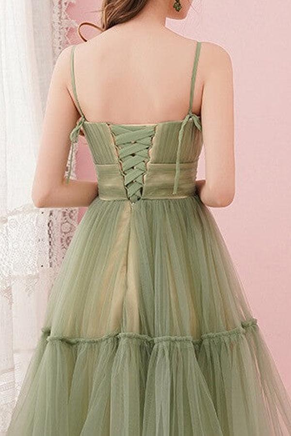 Simple Tulle  Round Neck Homecoming Graduation Dresses