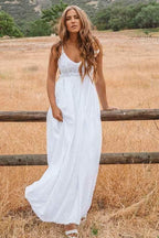 NumberSea Simple White Lace A-line Plus Size Beach Wedding Dresses, Bridal Dresses, MW553