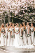 Sleek Spaghetti Straps Silk Satin Floor-length Bridesmaid Dresses