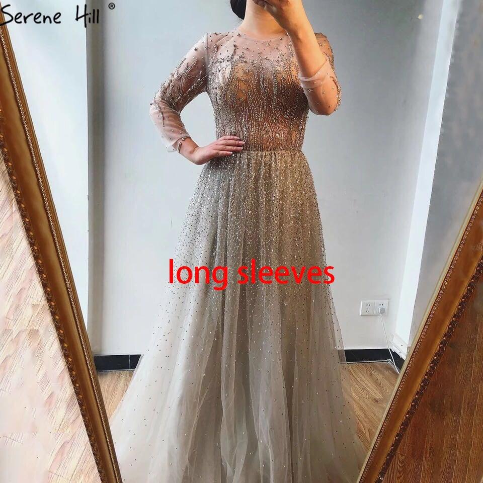 Sliver Arabic Luxury Beading Cape Sleeves  A-Line Evening Dresses O-Neck A-Line Sexy Evening Gowns cerene Hill LA60869