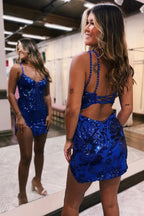 Spaghetti Straps Tight Homecoming Dress Short Prom Dress