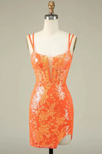 Spaghetti Straps Tight Homecoming Dress Short Prom Dress