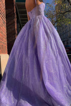 Sparkly A-line Spaghetti Straps Sweetheart Prom Dresses, Evening Dresses