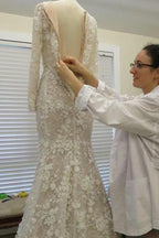 NumberSea Sparkly Romantic Lace Mermaid Bateau Long Sleeves Wedding Dresses, MW544