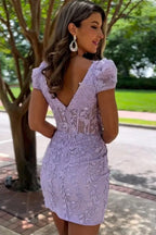 Square Neck Short Champagne Homecoming Dress With Appliques