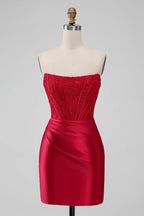 Strapless Bodycon Homecoming Dress Short Prom Dress