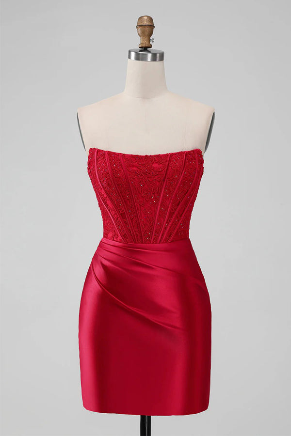 Strapless Bodycon Homecoming Dress Short Prom Dress