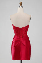 Strapless Bodycon Homecoming Dress Short Prom Dress