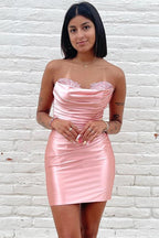Strapless Satin Sweetheart Short Mini Homecoming Dress