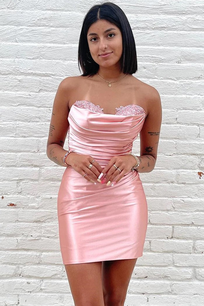 Strapless Satin Sweetheart Short Mini Homecoming Dress
