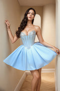 Strapless Sweetheart Light Short Homecoming Dress With Beading