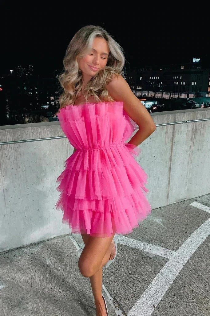 Strapless Tiered Tulle Homecoming Dress Sweet Dress