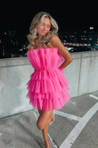 Strapless Tiered Tulle Homecoming Dress Sweet Dress