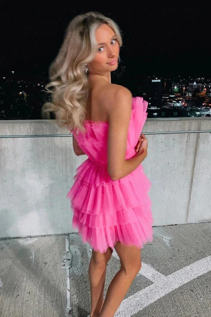 Strapless Tiered Tulle Homecoming Dress Sweet Dress