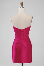 Strapless Bodycon Homecoming Dress Short Prom Dress