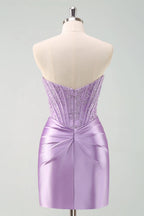 Strapless Bodycon Homecoming Dress Short Prom Dress