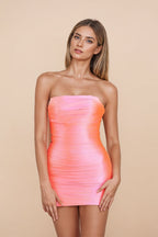 Strapless Ruched Short Satin  Homecoming Dress Party Dress