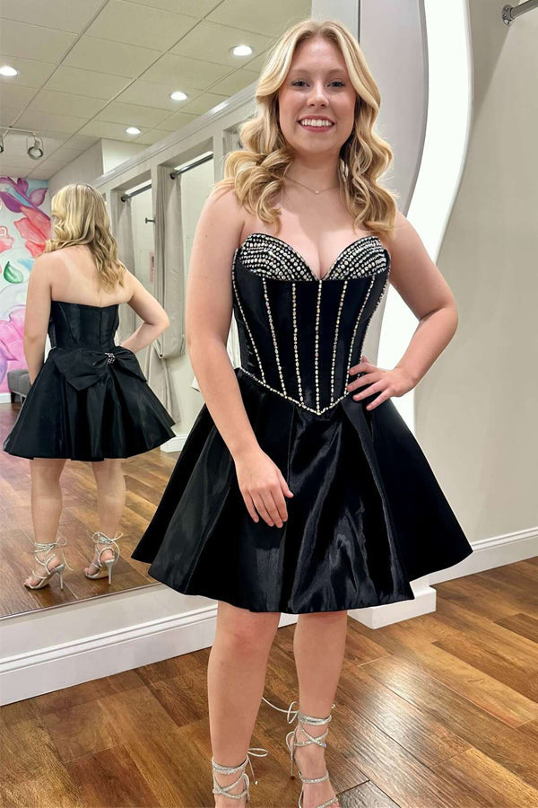Strapless Sweetheart Light Short Homecoming Dress With Beading