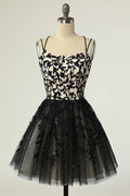 Straps Appliques Short Prom Dress Homecoming Dress with Sequins