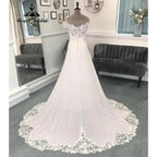 Summer Civil Lace Chiffon Off Shoulder Boho V Neckline Wedding Dress Robe Mariee Sexy Bridal Gown vestido para boda playa