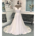 Summer Civil Lace Chiffon Off Shoulder Boho V Neckline Wedding Dress Robe Mariee Sexy Bridal Gown vestido para boda playa