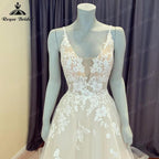 NumberSea Summer Robe Civil Lace Boho Wedding Dress with V Neck 2024 Spaghetti Straps Bridal Gown Custom Made vestido de novia NumberSea