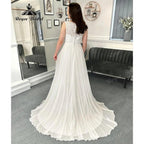 Summer Sleeveless Lace Bodice Chiffon A Line Boho Wedding Dress for Women  Beach Bridal Gown vestido para boda playa Sexy