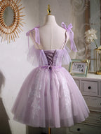 Sweet A-line Short Prom Dress Homecoming Dress with Ribbon