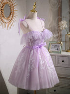 Sweet A-line Short Prom Dress Homecoming Dress with Ribbon