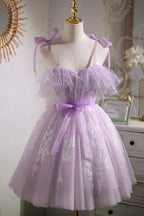 Sweet A-line Short Prom Dress Homecoming Dress with Ribbon
