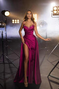 Sweetheart Sexy High Split Mermaid Sleeveless Floor-Length Prom Dress with Ruffles